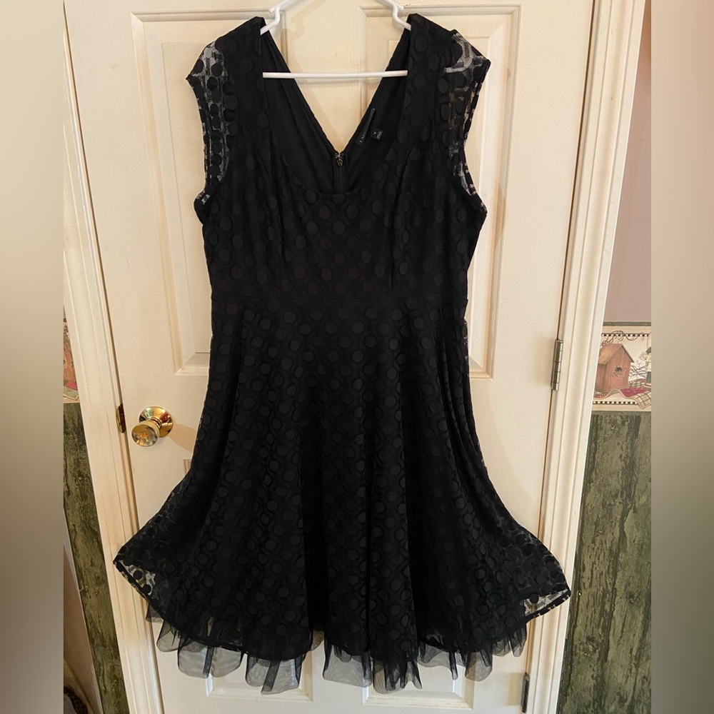 Lane Bryant Black Lace Dress with subtle polka dot pattern